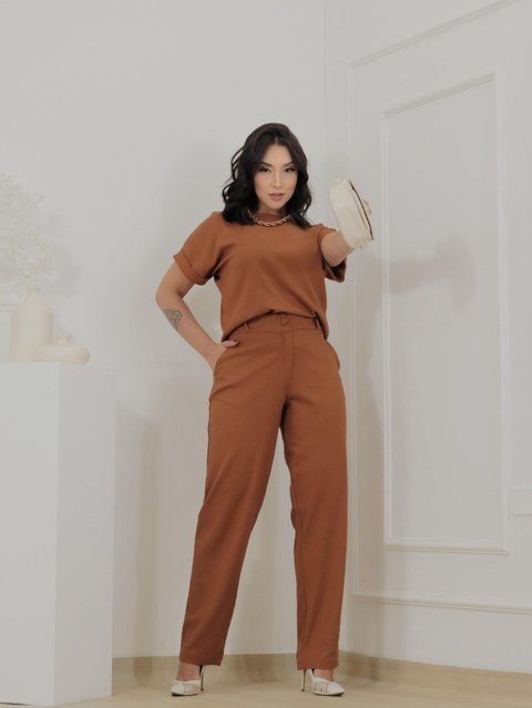 Conjunto de calça em linho /elastano (Duda)
