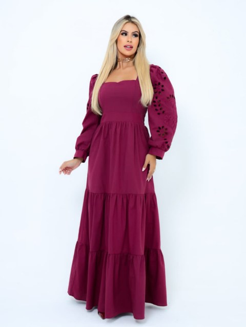 Vestido longo de manga