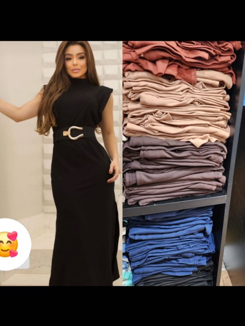 Vestido longo Muscle gola alta tecido moletinho