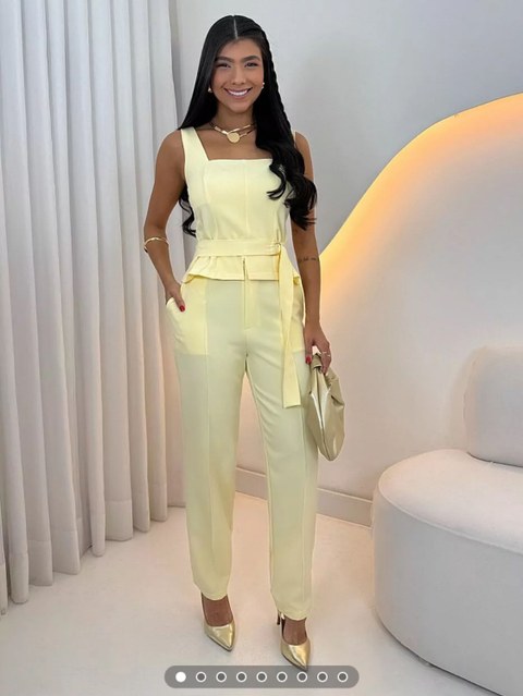 Conjunto Eliane calça slim com bolsos e colete