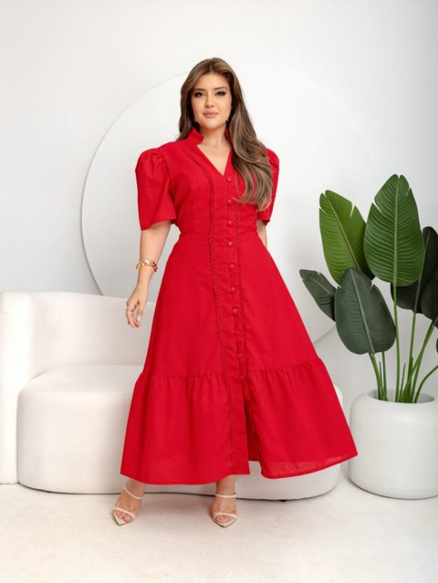 Vestido longuete manga princesa