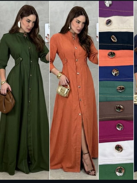 Vestido longo manga longa