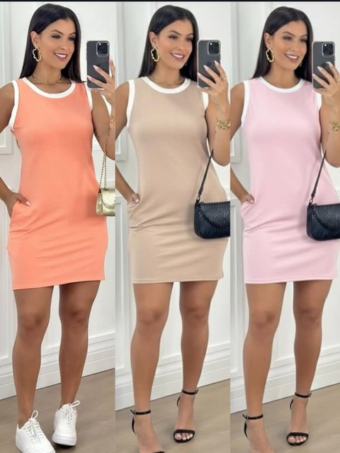 Vestido regata bi color tecido Moletinho