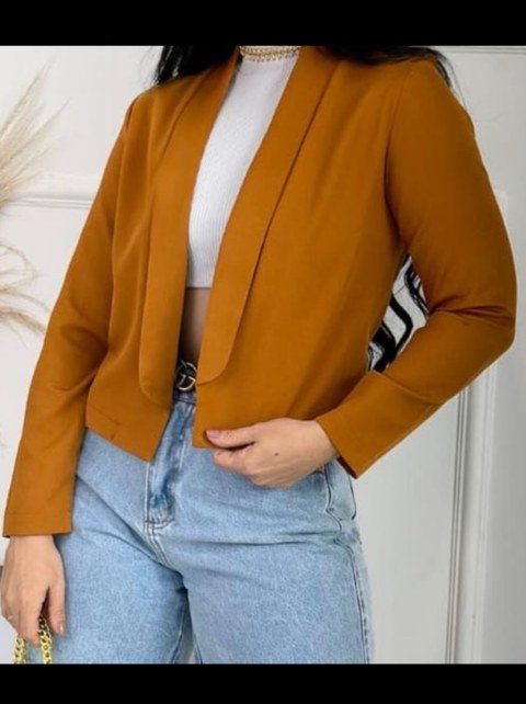 Blazer curto sem botão tecido Alfaiataria