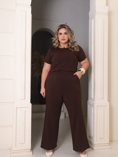 Conjunto Pantalona e blusinha Plus size tecido moletinho