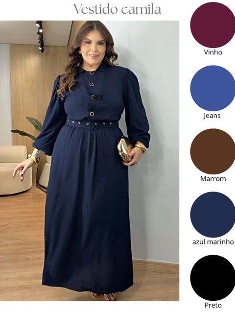 Vestido longo manga longa Plus size