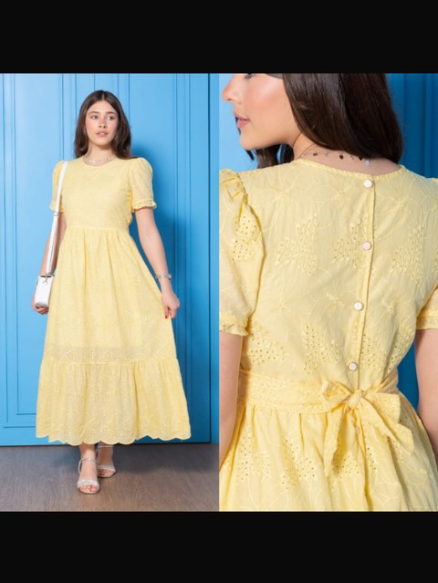 Vestido longo em lesse juvenil