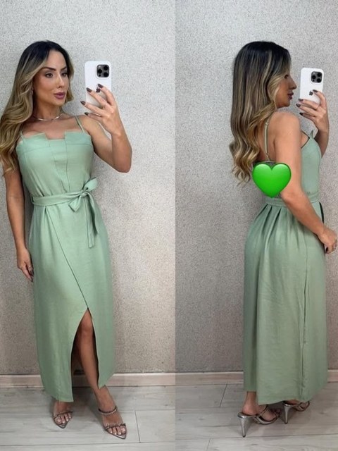 Vestido Midi com cinto alcinha #165