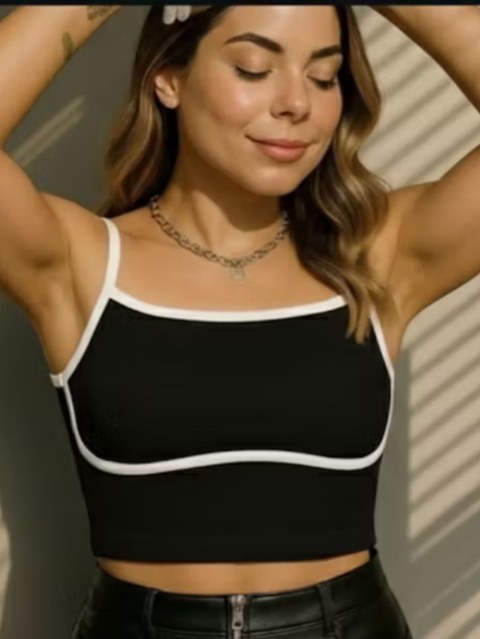 Cropedy Bicolor Moda Feminina Blogueira