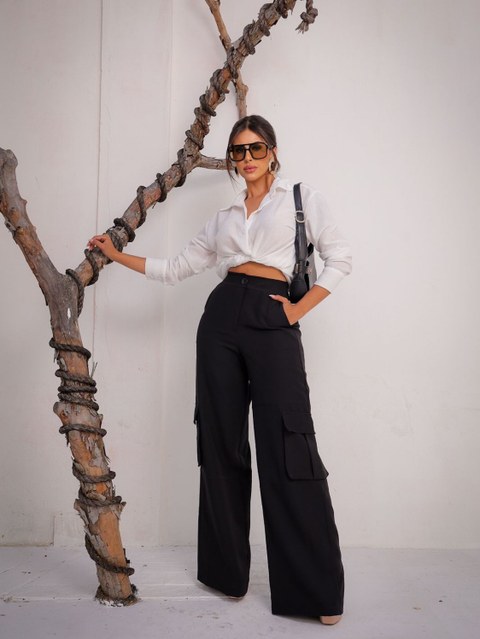 Calça cargo pantalona