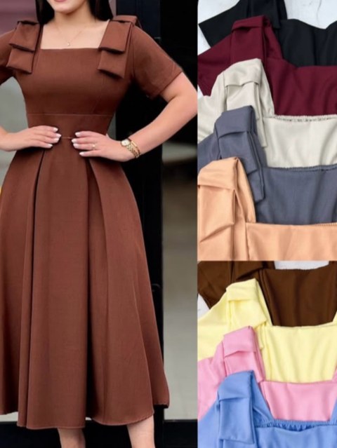 Vestido de manga laço