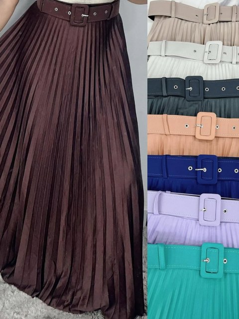 Saia longa com cinto plinsada