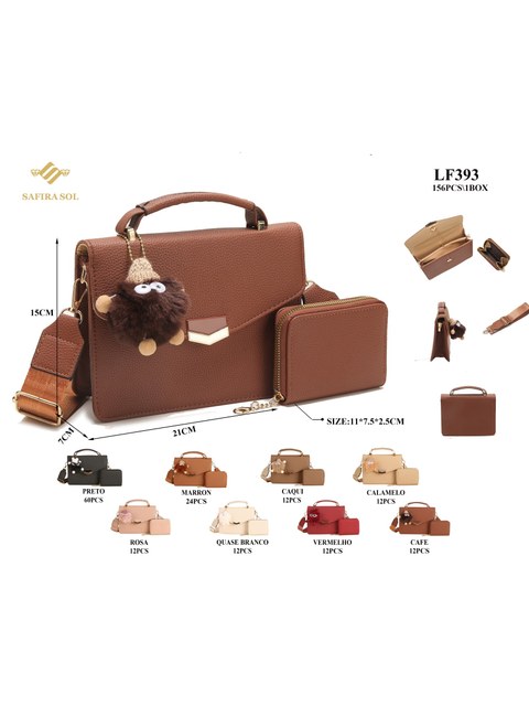 bolsa feminina com carteira e pompom（LF393）