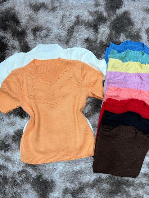 Blusa manga curta tricô modal