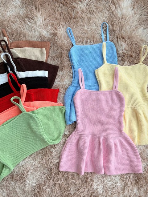 Regata peplum com alça tricô modal