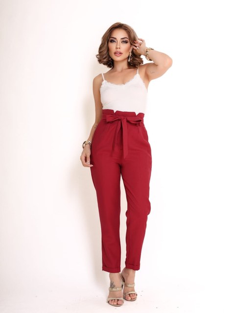 Domi Modas Calça amarante estilo capri com Laço 86700