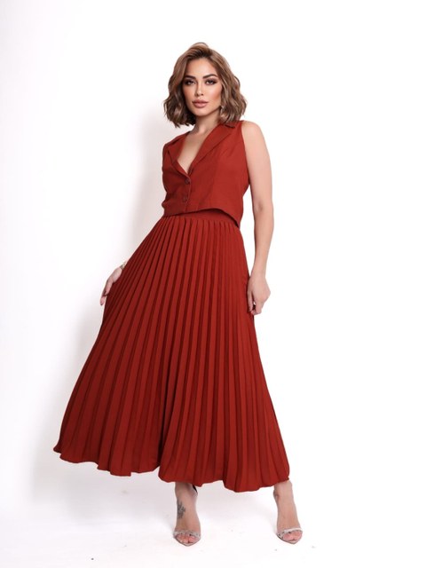 Conjunto Colete e saia plissada Ref 86600