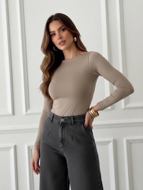 Body gola careca manga longa