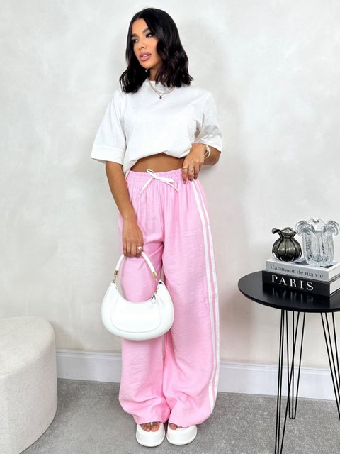 Calça pantalona listra candy colors