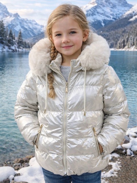 Jaqueta nylon forrada infantil menina