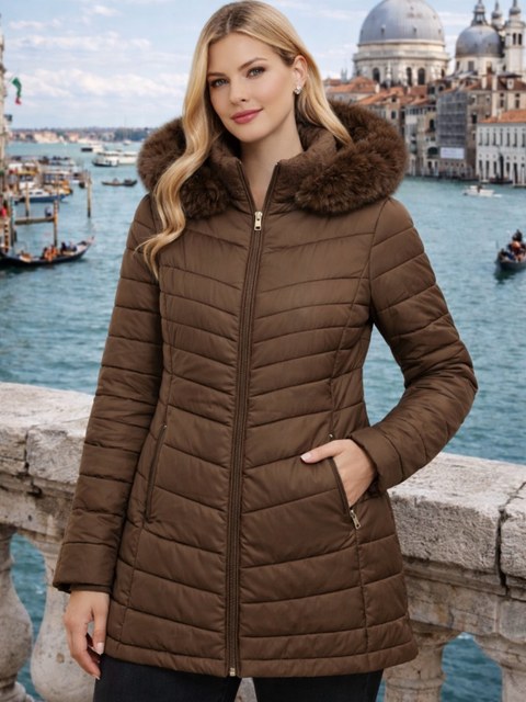 Sobretudo nylon forrada feminina