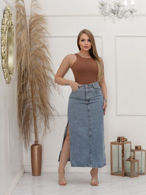 Saia midi fenda lateral