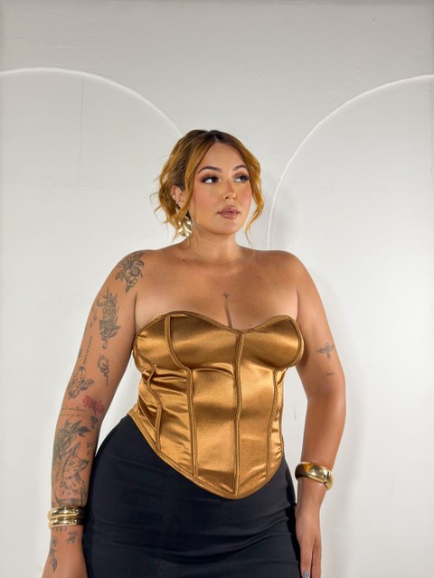 Cropped Acetinado Tomara Que Caia