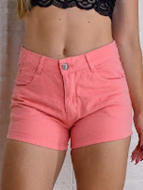Short Feminino Jeans cor Salmão e Rosa