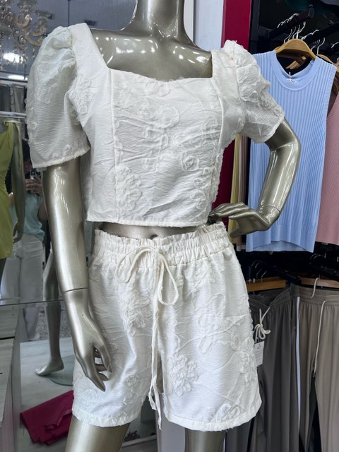 Conjunto cropped de manga curta feminina(fábrica da China)