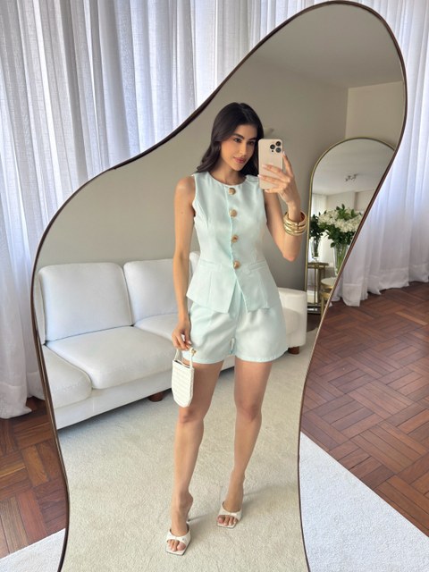 Conjunto feminino colete com short