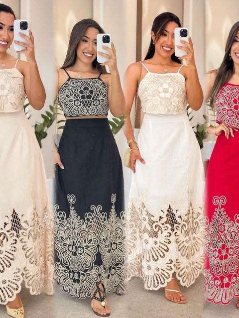 Conjunto feminino bordado