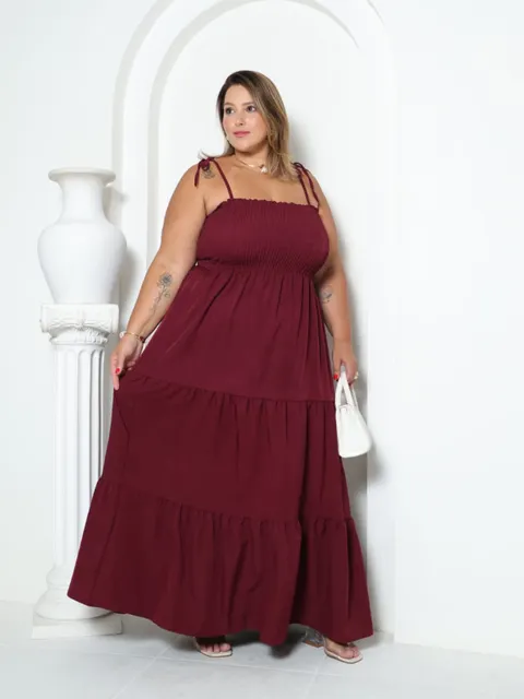 Vestido feminino Plus size liso (18)