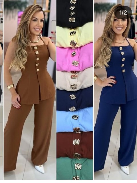 Conjunto feminino de calça e blusinha regata (14)