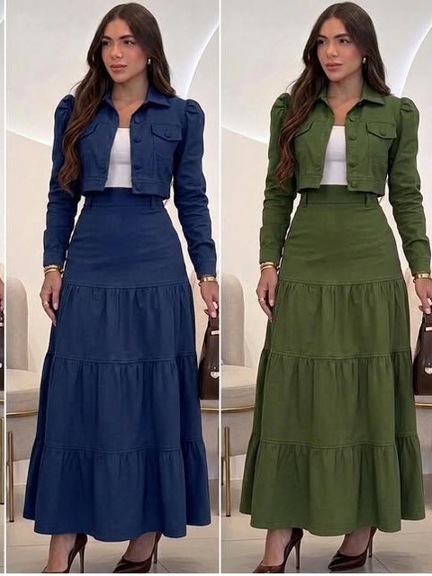 Conjunto feminino saia longa e casaquinho (14)