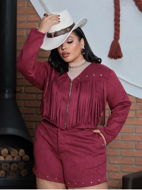 Conjunto feminino Plus size shorts e jaquetinha (182)