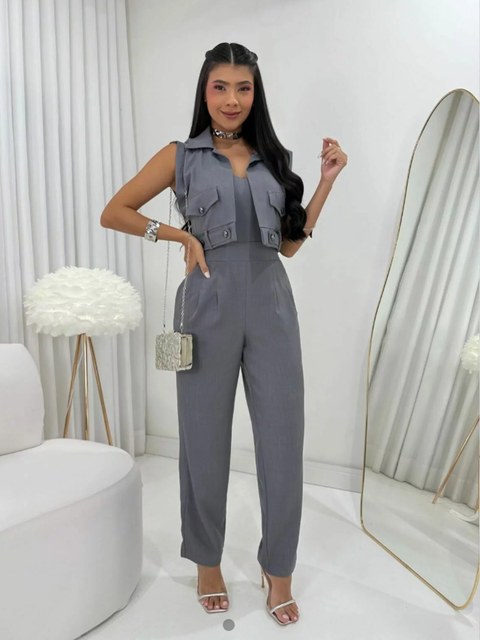 Macacão com jaqueta feminino tecido alfaiataria Premium (27)