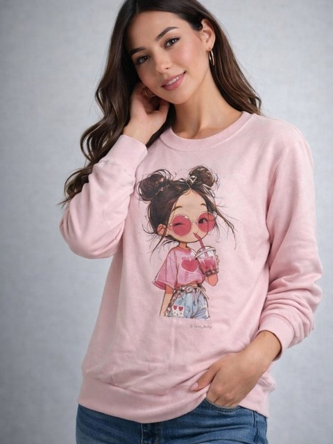 Blusa feminina moletom flanelada estampada (177)