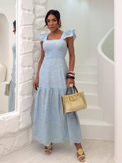 Vestido longo feminino com bojo e forro (149)