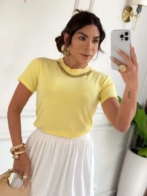 T-shirt básica feminina tamanho único (53)