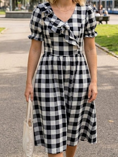 Vestido xadrez Midi