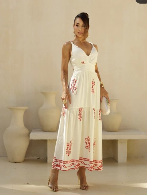 Vestido longo estampa barrado