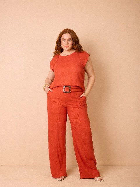 PLST502- Conjunto Arabela Plus Size Calça e Blusa