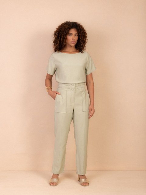 PY901 - Conjunto Chiara Blusa e Calça em Alfaiataria