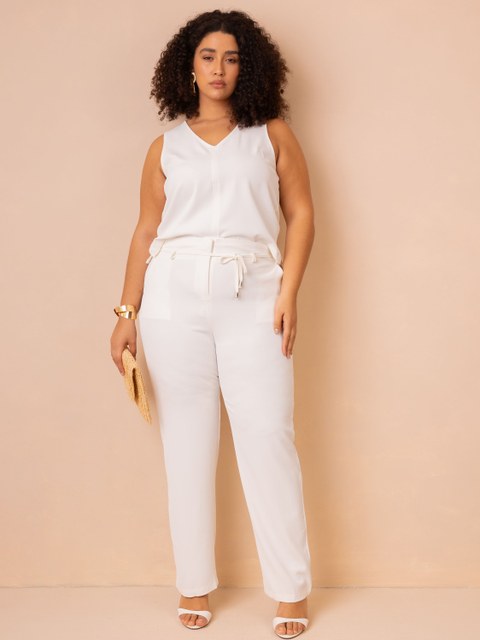 PL32 - Conjunto Cecilia Plus Size Alfaiataria Calça e Blusa