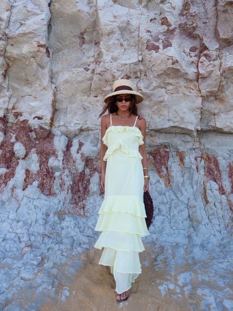 SML47 - Vestido Thalita Babados com Alças Removíveis