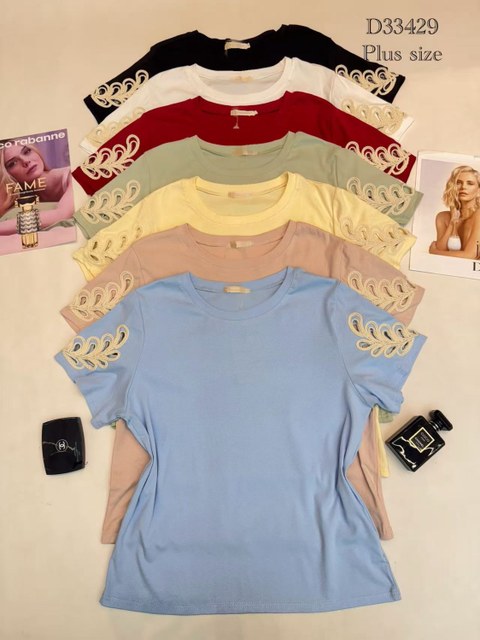 Blusa de algodão com bordado (plus )importado pedro ji