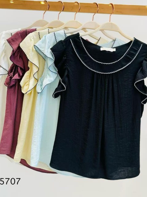Blusa de visco linho manga babado importado pedro ji