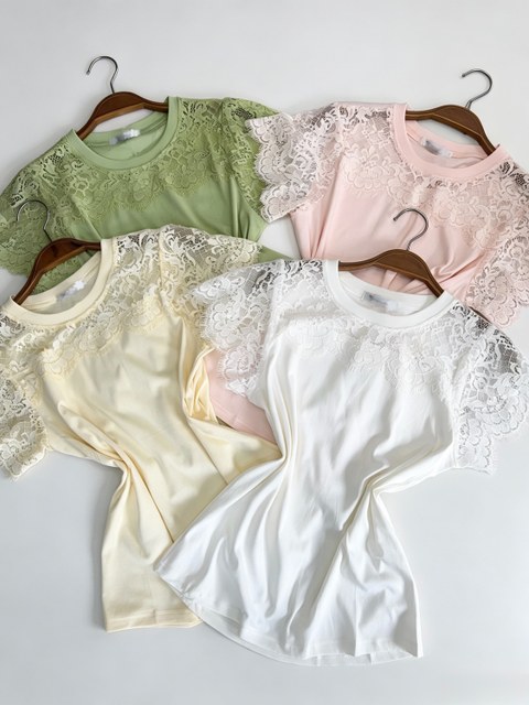 Blusa de algodão com renda importado Pedro ji
