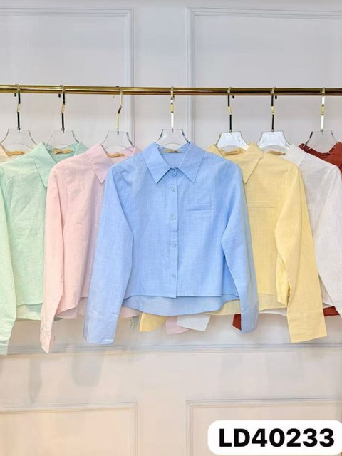 Blusa de cropped camisa linho importado pedro ji