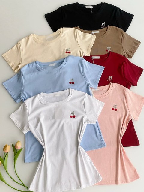 Blusa de algodão com cereja importado Pedro ji